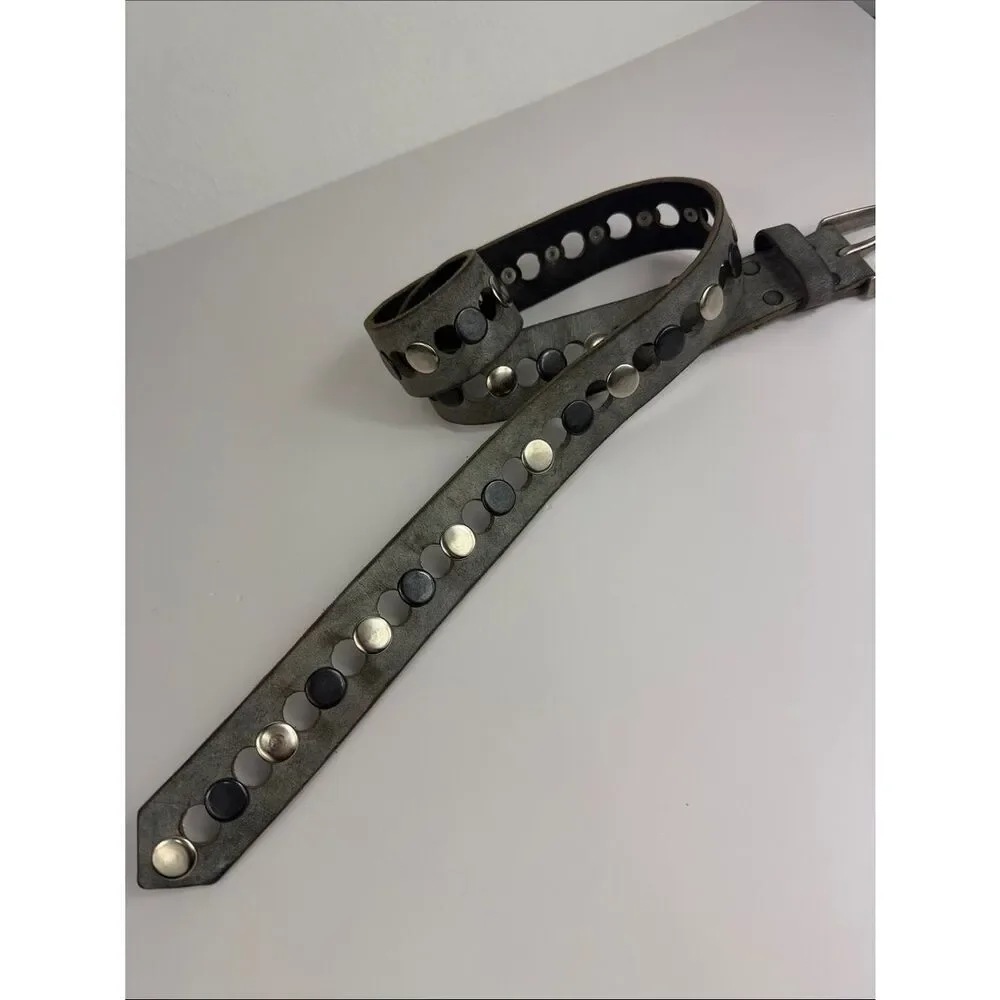 Brave Leather 1992 Gray Studded Cutout Belt Size 32 Made in Canada